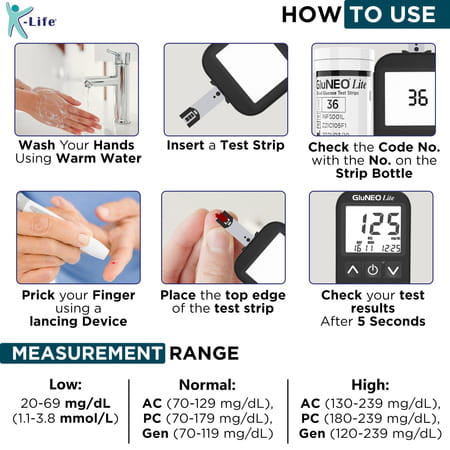 K-Life Gluneolite Fully Automatic Blood Glucose Check Sugar Testing Machine With 100 Strips