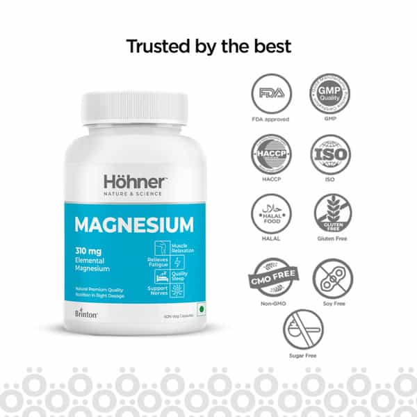 Hohner Magnesium 310Mg For Muscle Relaxation Energy And Nerve Support Once A Day- 60 Capsule