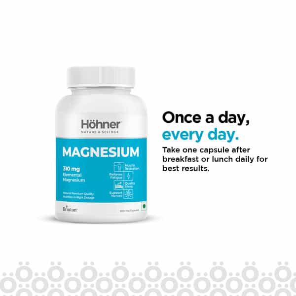 Hohner Magnesium 310Mg For Muscle Relaxation Energy And Nerve Support Once A Day- 60 Capsule