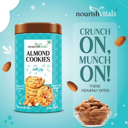 Nourishvitals Almond Cookies + Sugar Free Almond Cookies Crunchy Delights Genius Snack 120g Each