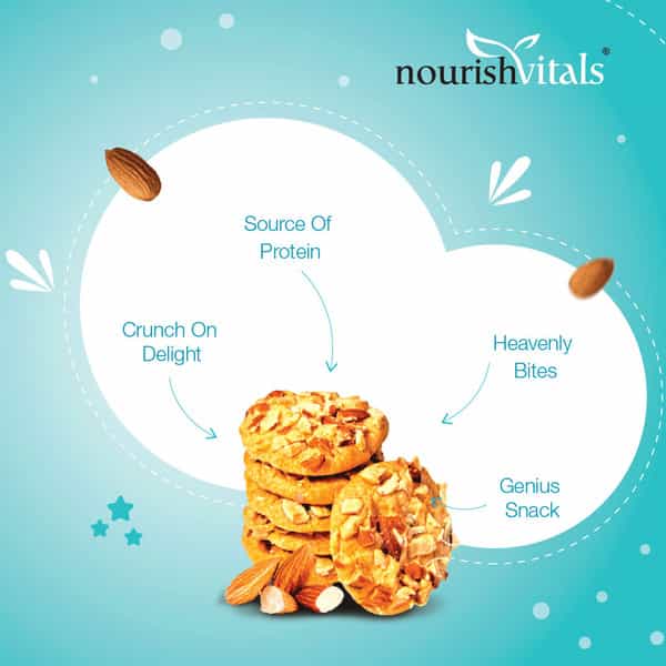 Nourishvitals Almond Cookies + Sugar Free Almond Cookies Crunchy Delights Genius Snack 120G Each