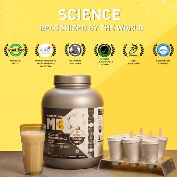 Muscleblaze Biozyme Performance Whey Protein (Kesar Kulfi | 2Kg/4.4Lbs) | 28G Protein