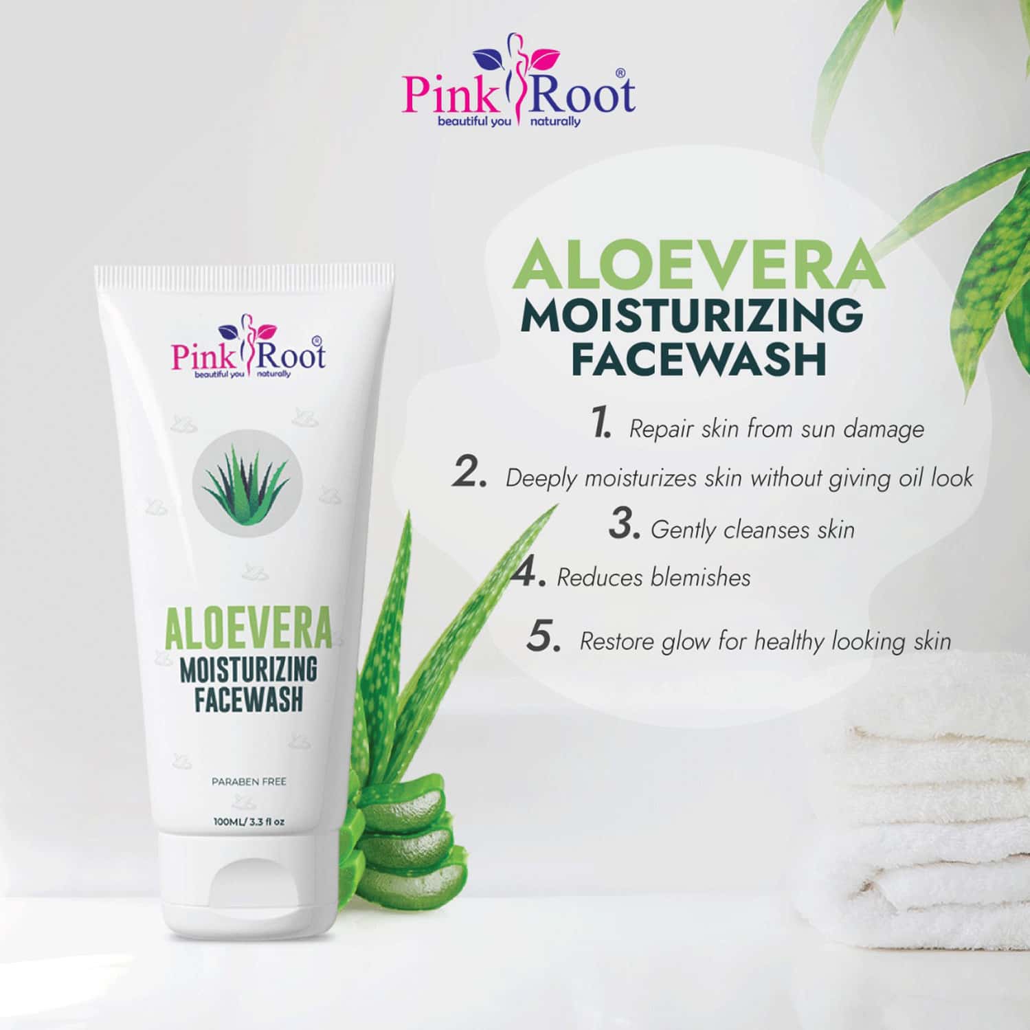 Buy PINK ROOT ALOE VERA MOISTURIZING FACE WASH 100ML Online & Get Upto