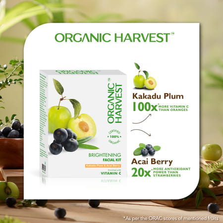 Organic Harvest Brightening Facial Kit For Women Infused | Kakadu Plum & Acai Berry Extracts | 40gm