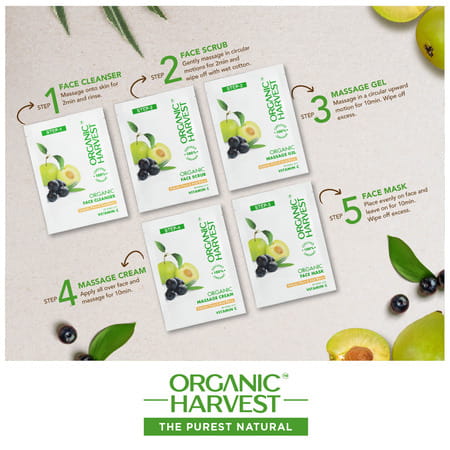 Organic Harvest Brightening Facial Kit For Women Infused | Kakadu Plum & Acai Berry Extracts | 40gm