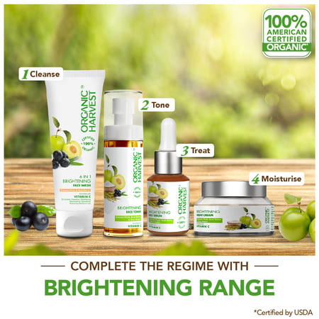 Organic Harvest Brightening Facial Kit For Women Infused | Kakadu Plum & Acai Berry Extracts | 40gm