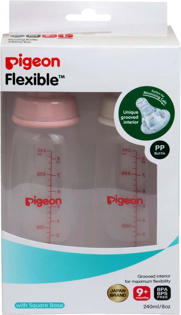 Buy PIGEON PERISTALTIC NURSING BOTTLE TWIN PACK KPP 240ML (PINK