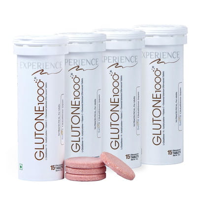 Glutone 1000 Setria L-Glutathione &Vitamin C Effervescent Tablets For Skin Brightening Pack Of 4