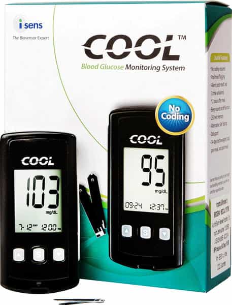 I-Sens Cool Glucometer 10 Blood Sugar Test Strips Glucometer (Black)