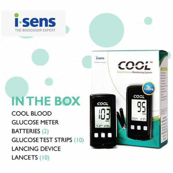 I-Sens Cool Glucometer 10 Blood Sugar Test Strips Glucometer (Black)