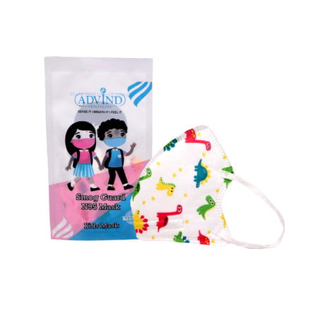 Advind Healthcare Smog Guard N95 Kids Mask Without Valve (4-12 Years Kids) - Animal Print Pack Of 3