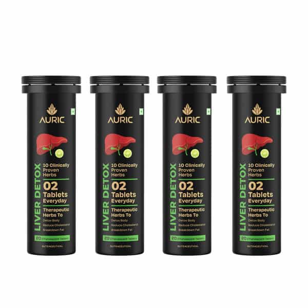Auric Liver Detox Effervescent | Fizzy Water With 10 Ayurvedic Herbs | 80 Tablets