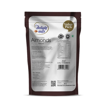 Delight Nuts California Almonds Natural 500gm