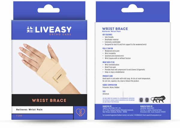 Liveasy Ortho Care Wrist Brace - Supports Wrist Joint And Relieves Pain - Universal Size