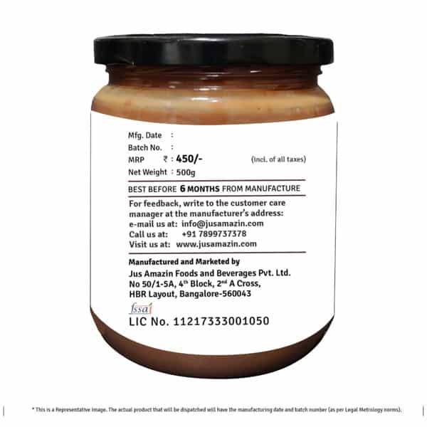 Jus Amazin Creamy Organic Peanut Butter -Choco Delight -500G|Clean Nutrition|82% Organic Peanuts