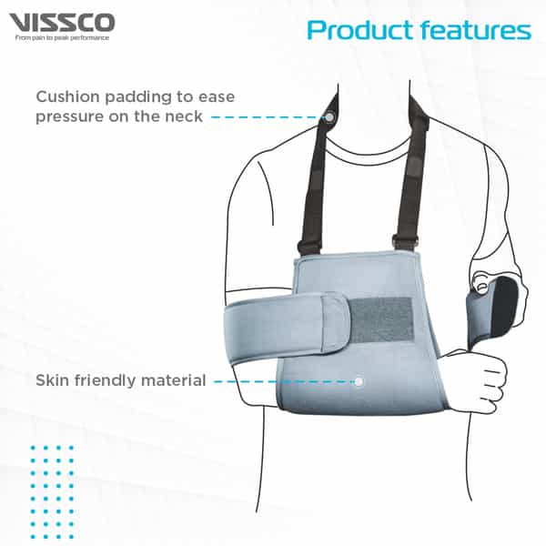Vissco Shoulder Immobilizer | Provides Support For Shoulder Dislocation & Relieves Pain -Xlgrey)