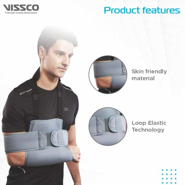 Vissco Shoulder Immobilizer | Provides Support For Shoulder Dislocation & Relieves Pain -Xlgrey)