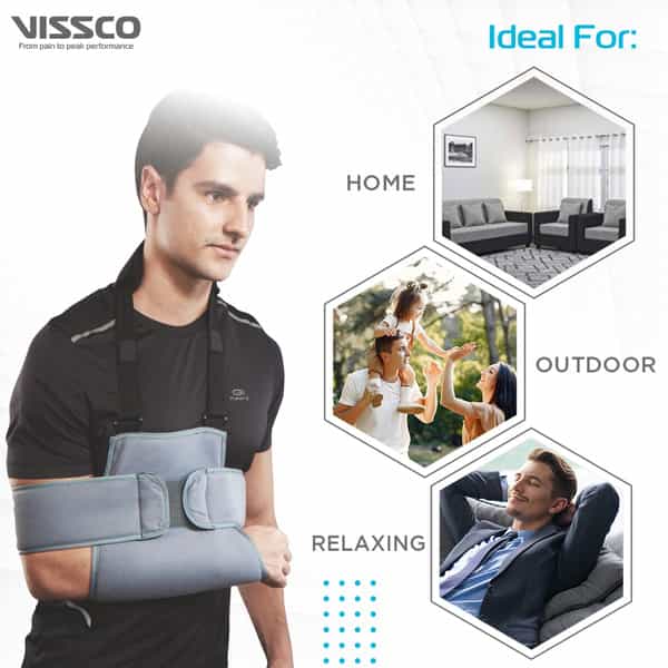 Vissco Shoulder Immobilizer | Provides Support For Shoulder Dislocation & Relieves Pain -Xlgrey)