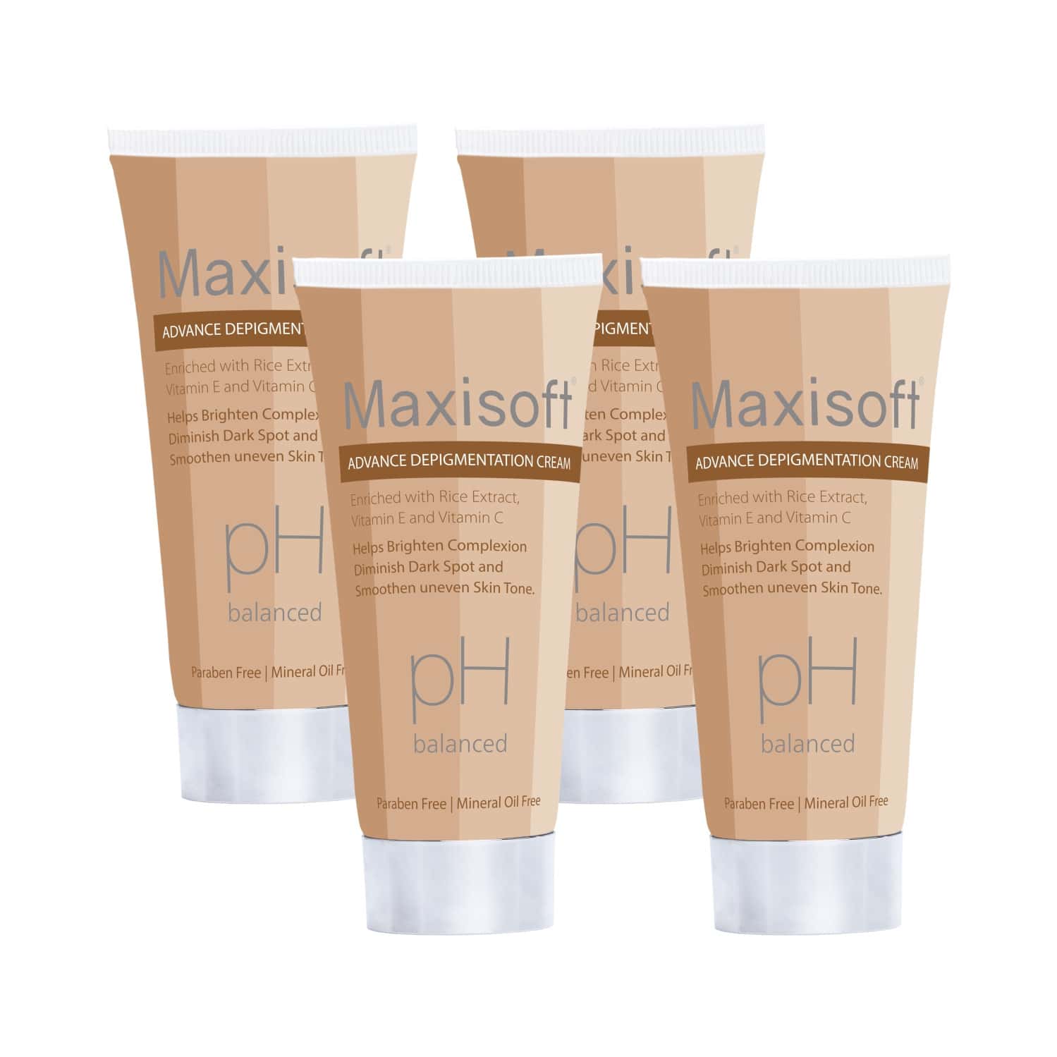 Maxisoft Advance De-Pigmentation | Paraben & Mineral Oil Free | Cream | Tube | 50 Gm | Pack Of 4