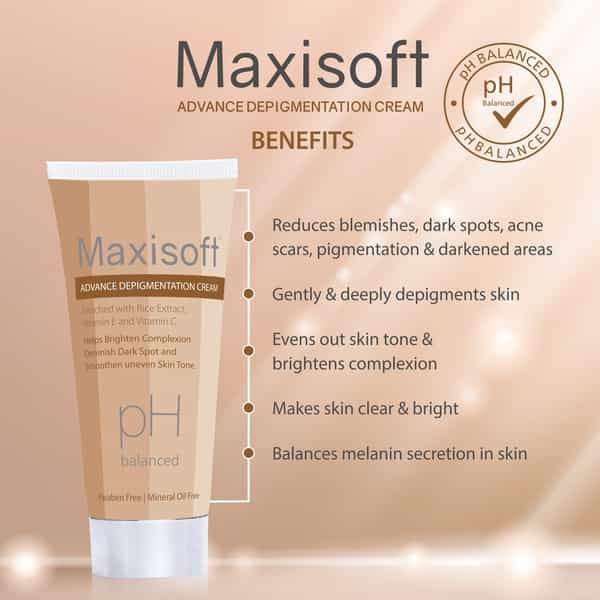 Maxisoft Advance De-Pigmentation | Paraben & Mineral Oil Free | Cream | Tube | 50 Gm | Pack Of 4