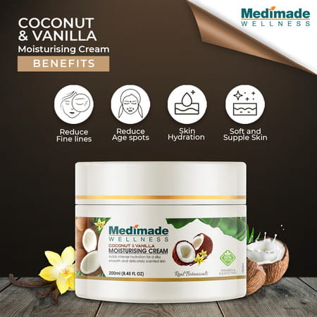 Medimade Coconut And Vanilla Moisturising Cream - 200 Ml X 2 ( Pack Of 2 )