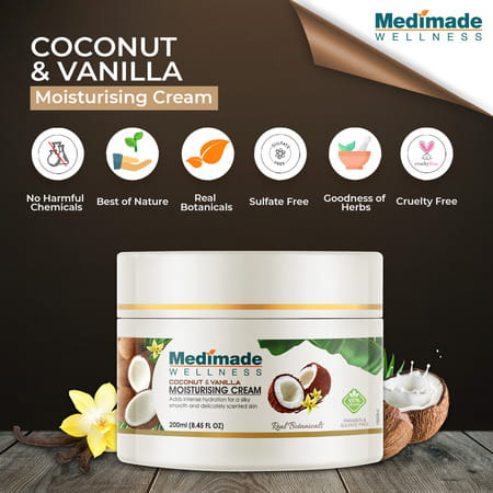 Medimade Coconut And Vanilla Moisturising Cream - 200 Ml X 2 ( Pack Of 2 )