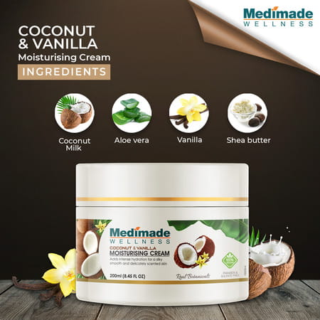 Medimade Coconut And Vanilla Moisturising Cream - 200 Ml X 2 ( Pack Of 2 )