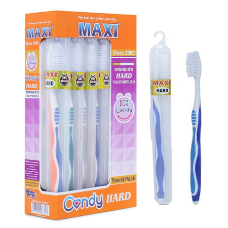 Maxi Candy Hard Toothbrush Travel Pack (Pack Of 12)