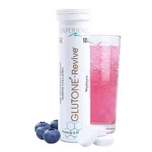 Glutone-revive Effervescent 2500 Mg Marine Collagen For Men & Women 10 Blueberry Flavour Tablets