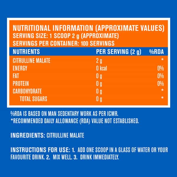 Fast&Up Citrulline Malate Citrulline Essentials 2G Citrulline Malate (2:1)-100 Servings