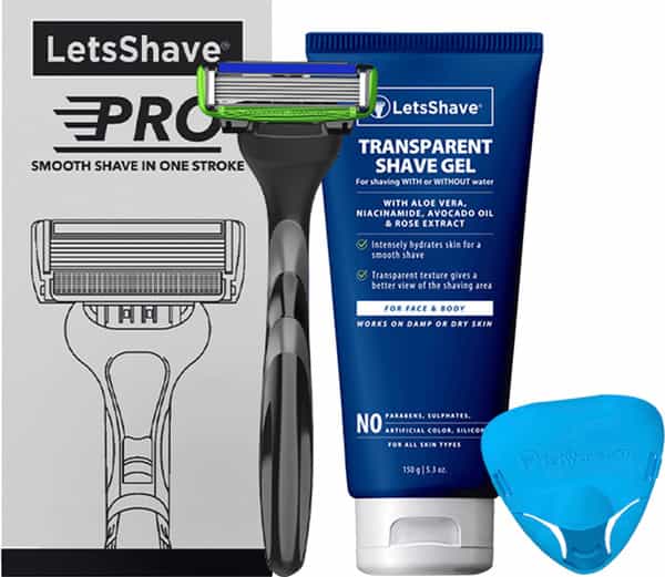 Letsshave Pro 6 Sensitive Razor Trial Kit - Men - Sensitive Blade + Razor Handle & Cap + Shave Gel
