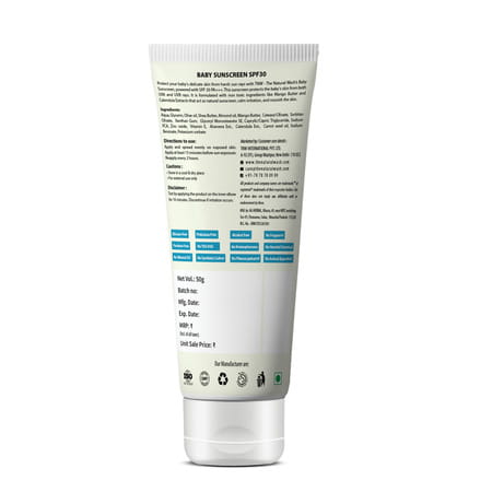 Tnw - The Natural Wash Baby Sunscreen With Calendula Extracts And Mango Butter | 50Gm