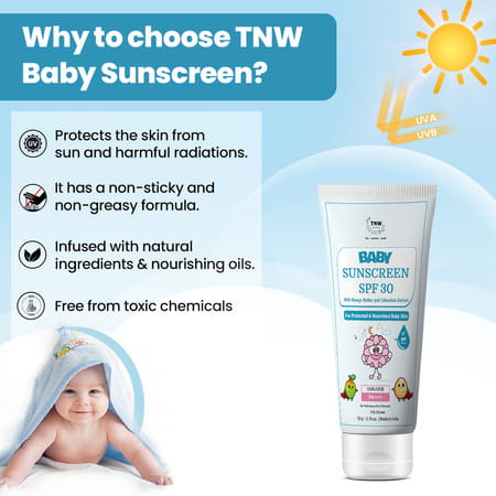 Tnw - The Natural Wash Baby Sunscreen With Calendula Extracts And Mango Butter | 50Gm