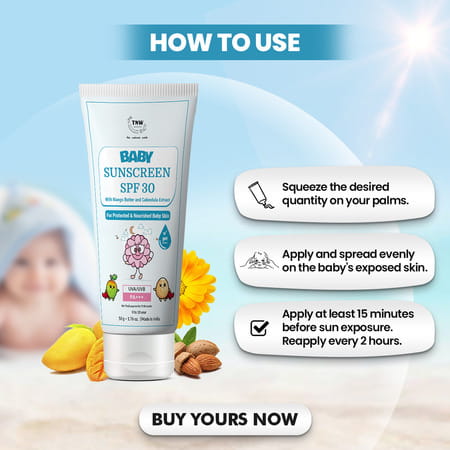 Tnw - The Natural Wash Baby Sunscreen With Calendula Extracts And Mango Butter | 50Gm