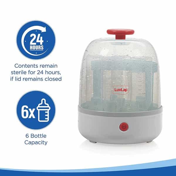 Luvlap Joy Electric Steam Sterilizer For 6 Feeding Bottles Fast Bottle Sterilizer Machine(White)