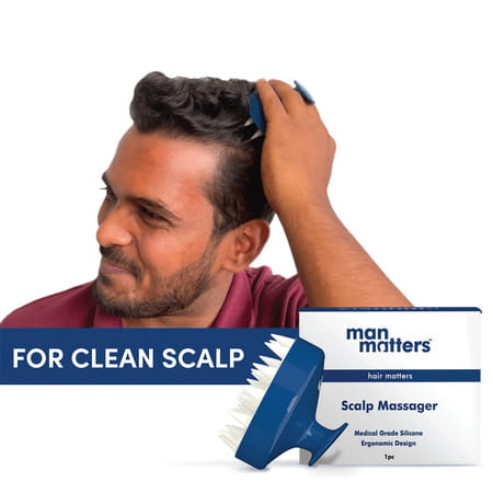 Man Matters Blue Scalp Massager Shampoo Brush With Soft Silicone Bristles