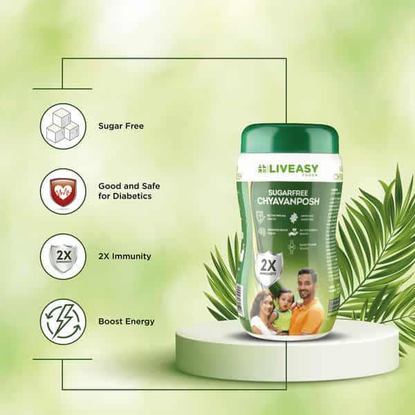 Liveasy Foods Sugarfree Chyavanposh - 900 Gms-Gives 2X Immunity - Boosts Energy