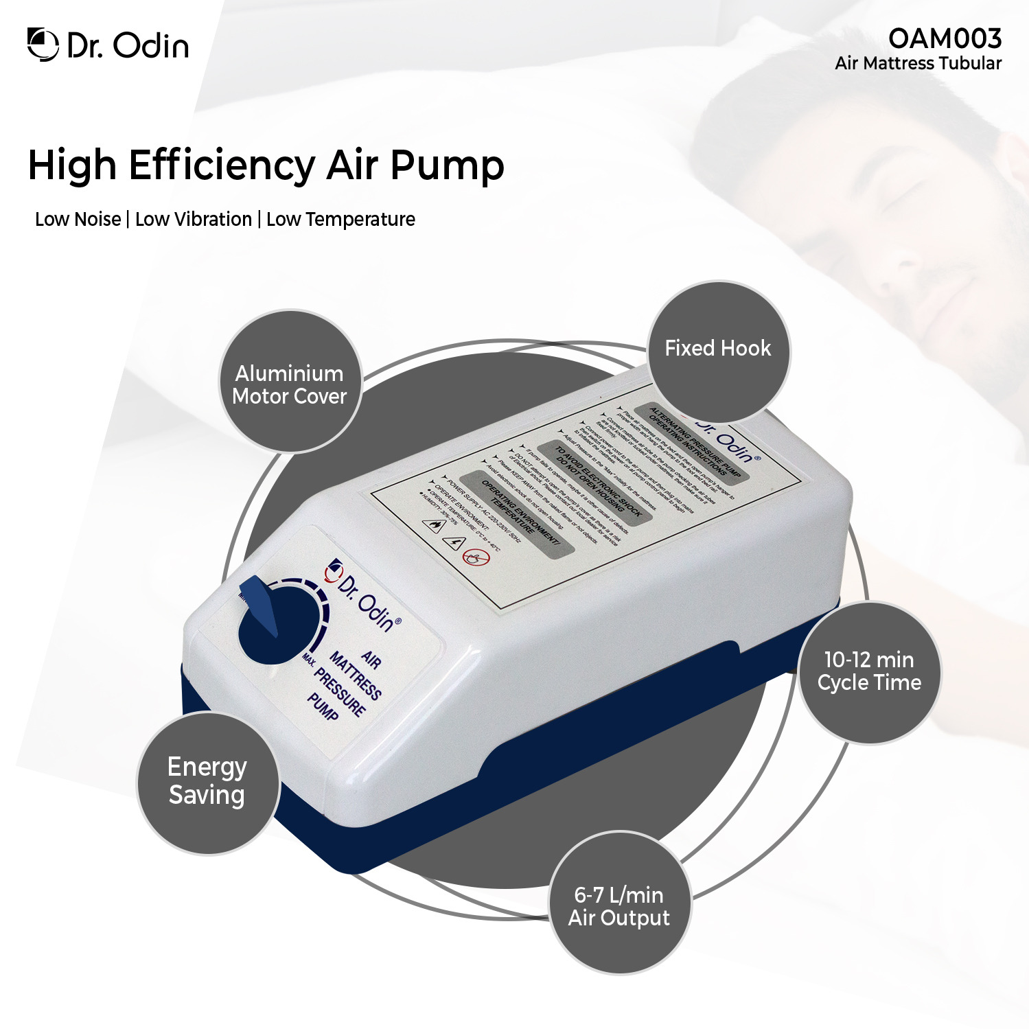 Dr. Odin Oam003 Tubular Anti-Bedsore Air Mattress Small Adjustable And Portable 1 Nos