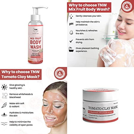 Tnw-The Natural Wash Tomato Clay Mask & Mix Fruit Body Wash