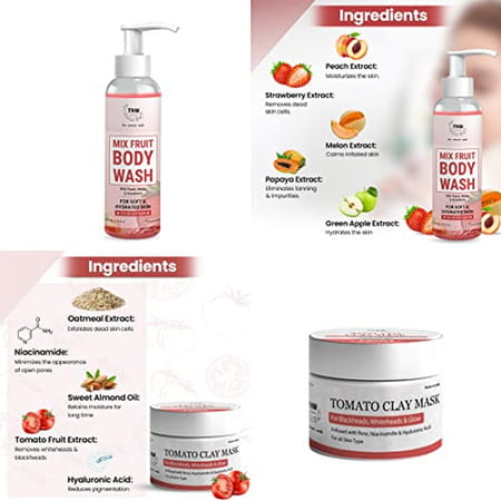 Tnw-the Natural Wash Tomato Clay Mask & Mix Fruit Body Wash