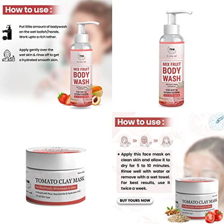 Tnw-The Natural Wash Tomato Clay Mask & Mix Fruit Body Wash
