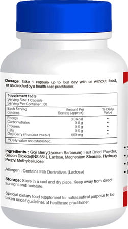 Healthvit Goji Berry 600 Mg - 60 Capsules