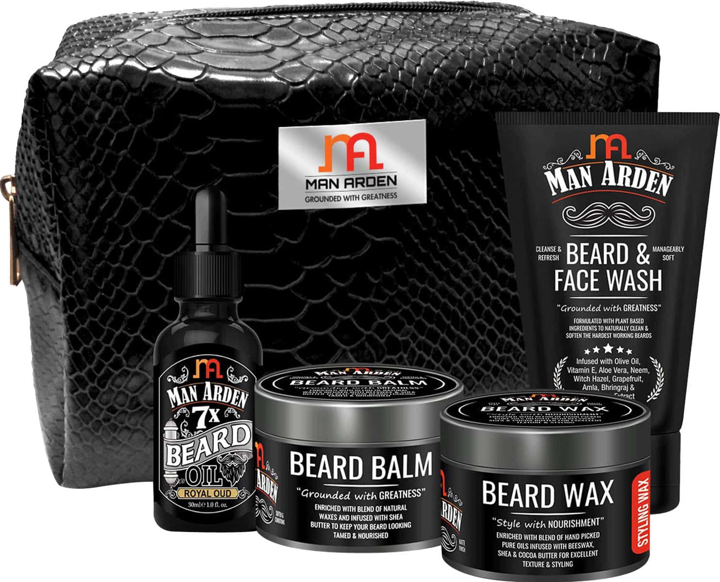 Man Arden The Dapper Dude Combo-Beard Oil 30ml+Beard Balm 50g+Beard Wax 50g+Face Wash 100ml