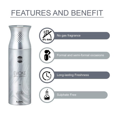 Ajmal 1 Aurum 1 Evoke Silver Edition For Him 1 Nightingale And 1 Distraction Deodorants Pack Of 4