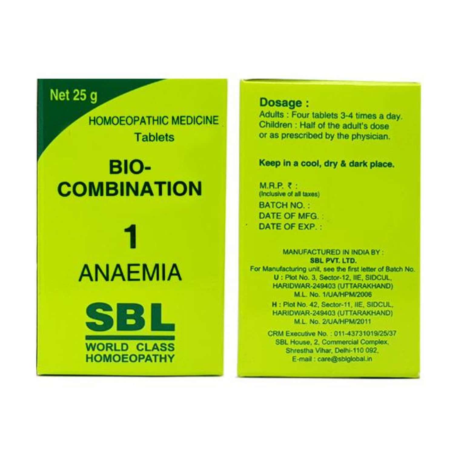 Sbl Bio-combination 1 Tablet 25 Gm Pack Of 2