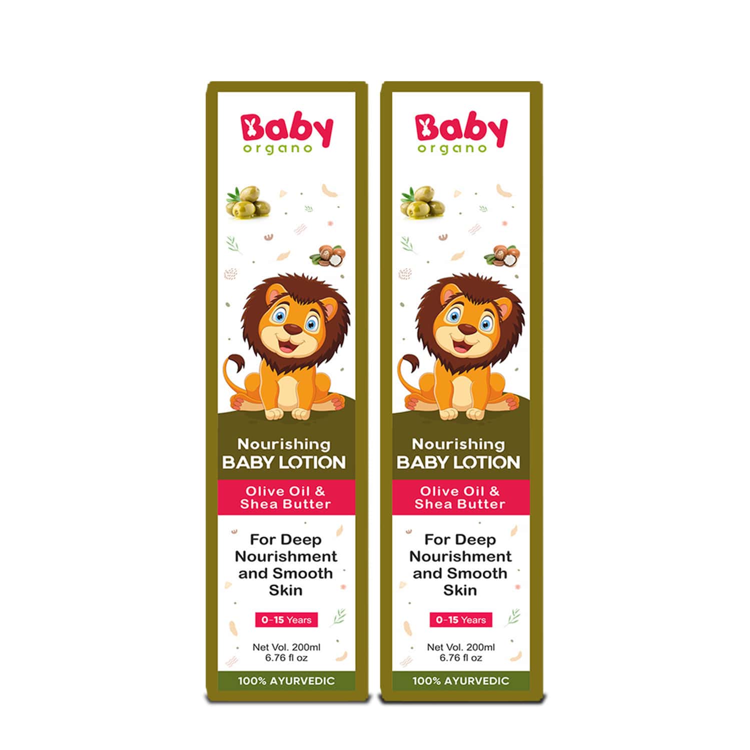 Babyorgano Ayurvedic All Day Baby Lotion For Nourish & Moisturize New Born Baby Skin 200ml Pack 2