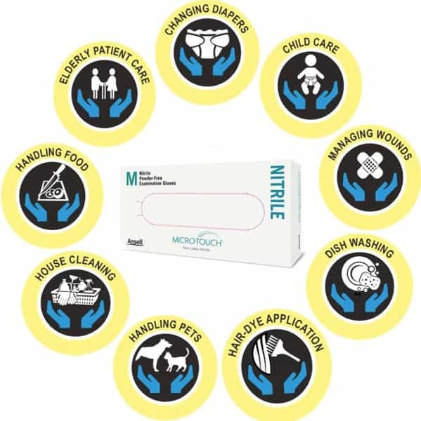 Ansell Micro Touch White Nitrile Examination Gloves - Pack Of 150 - Small