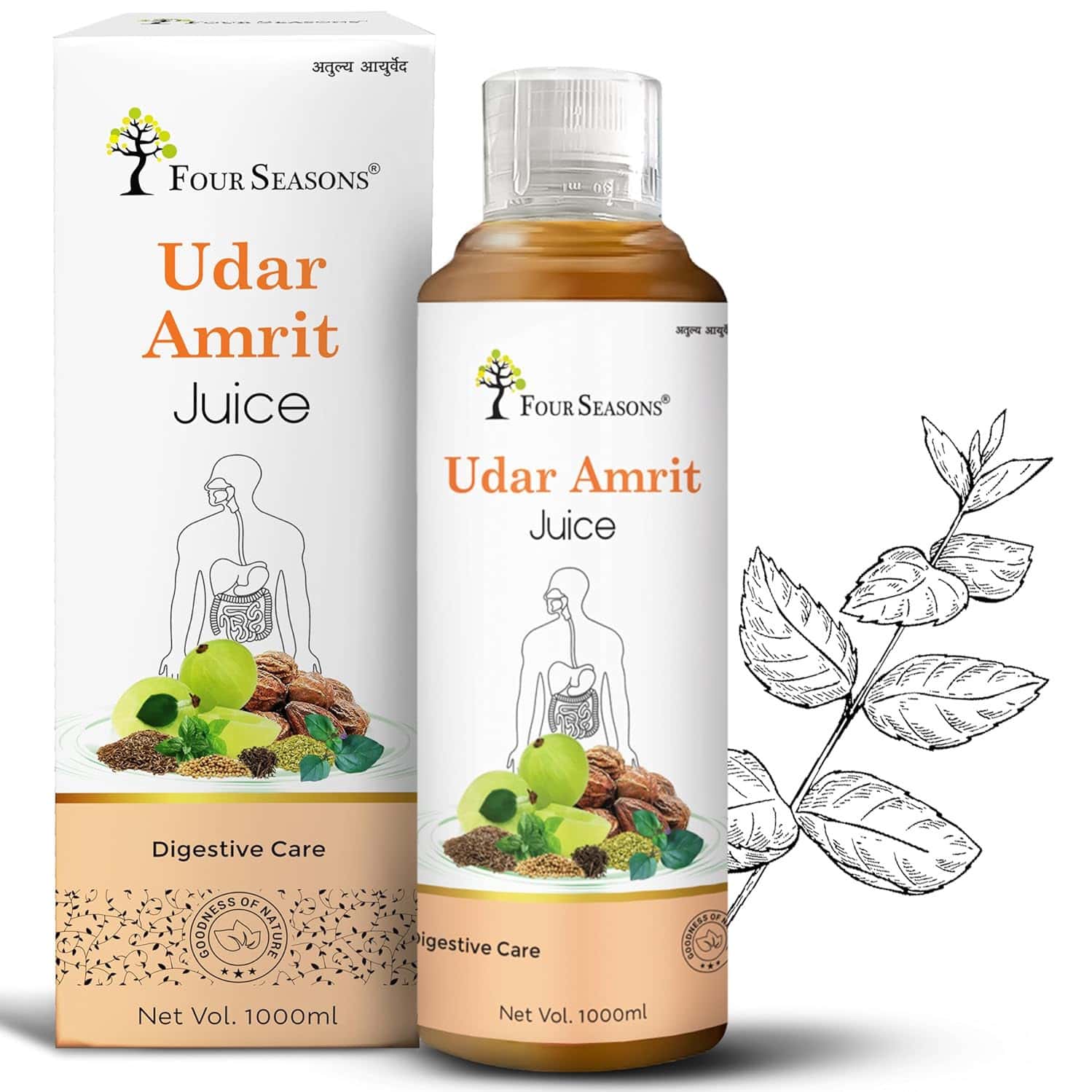 Four Seasons Digestive Care Udar Amrit Juice Juice 1l | Helps Relief From Acidity & Bloating