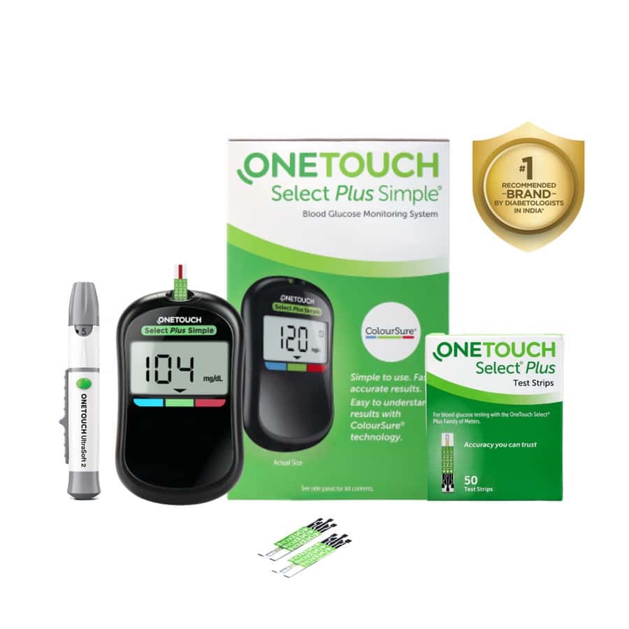 Buy ONETOUCH SELECT PLUS SIMPLE GLUCOMETER COMBO WITH 25 TEST STRIPS ...