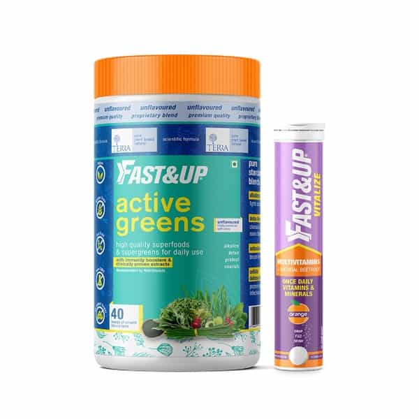 Fast&Up Superfoods With Multivitamins - Active Greens 280G & Vitalize 20 Tablets